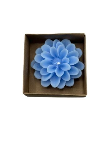 Lotus Kutulu Çiçek Mum (12 adet) Mavi - Kraft Kutu