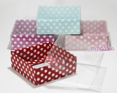 Puantiyeli Asetat Kapaklı Karton Kutu (8x8x3) Pembe