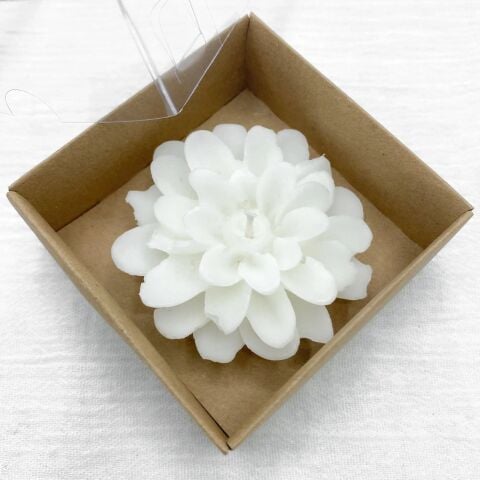 Lotus Kutulu Çiçek Mum (12 adet) Krem - Kraft Kutu