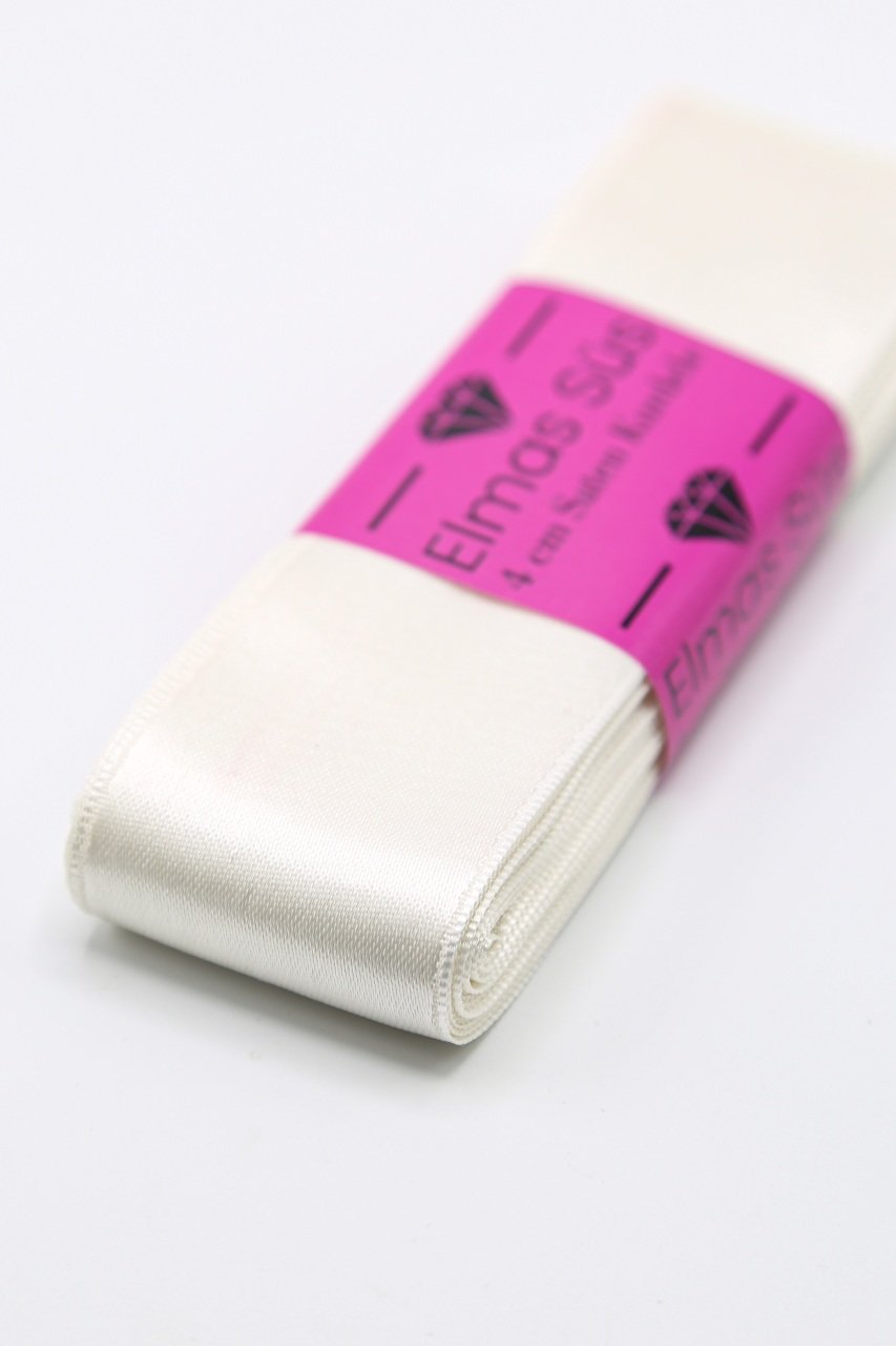 Saten Kurdele 4cm Krem