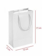 12 x 5 x 17 İp Saplı Kağıt Çanta (25 adet) Beyaz