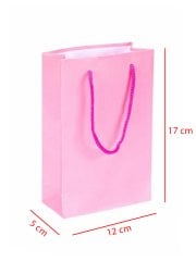 12 x 5 x 17 İp Saplı Kağıt Çanta (25 adet) Pembe