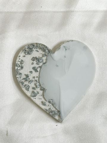 Kalp Epoksi Magnet Gümüş