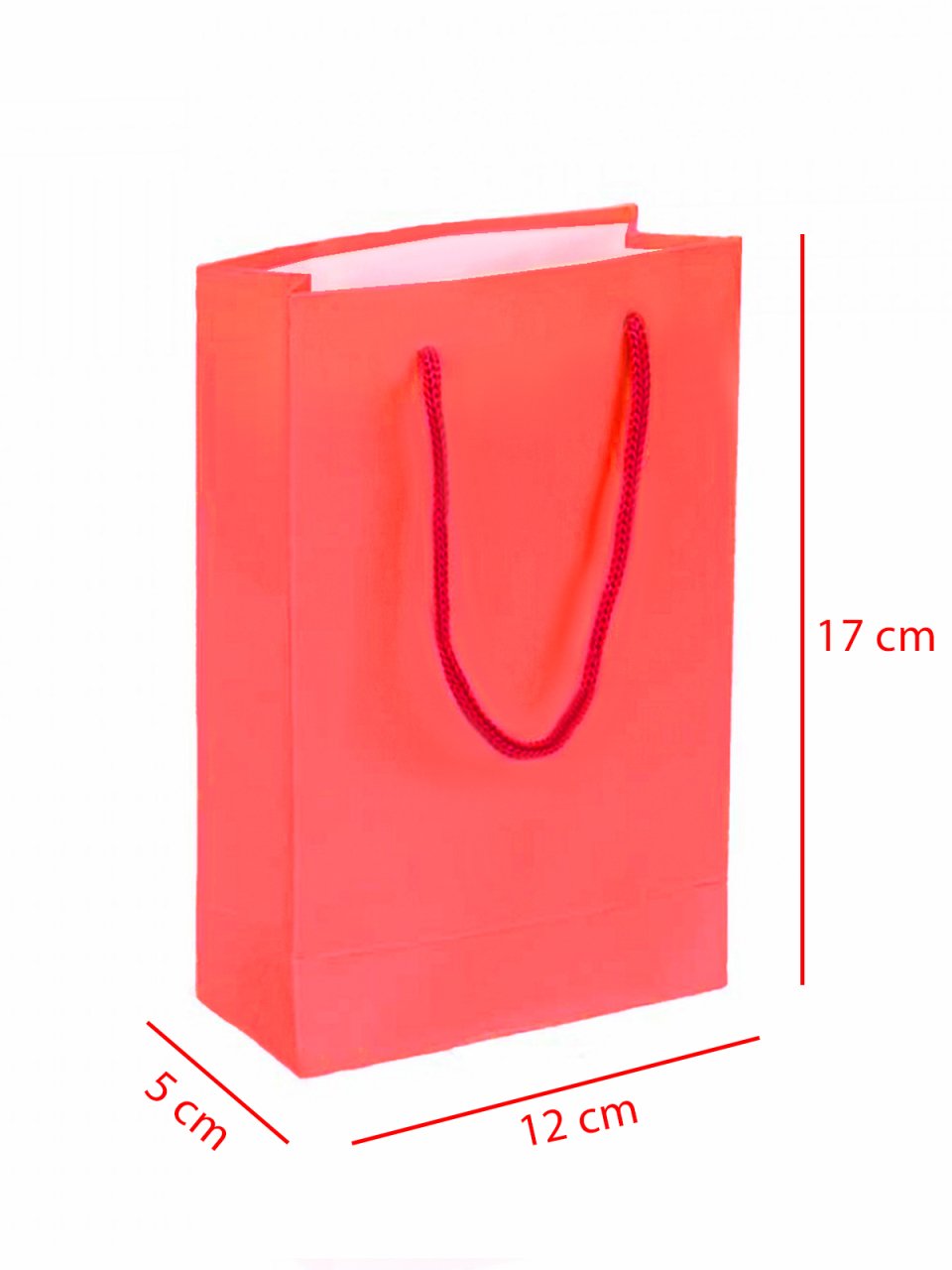 12 x 5 x 17 İp Saplı Kağıt Çanta (25 adet) Kırmızı