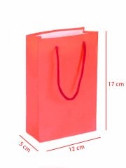 12 x 5 x 17 İp Saplı Kağıt Çanta (25 adet) Kırmızı