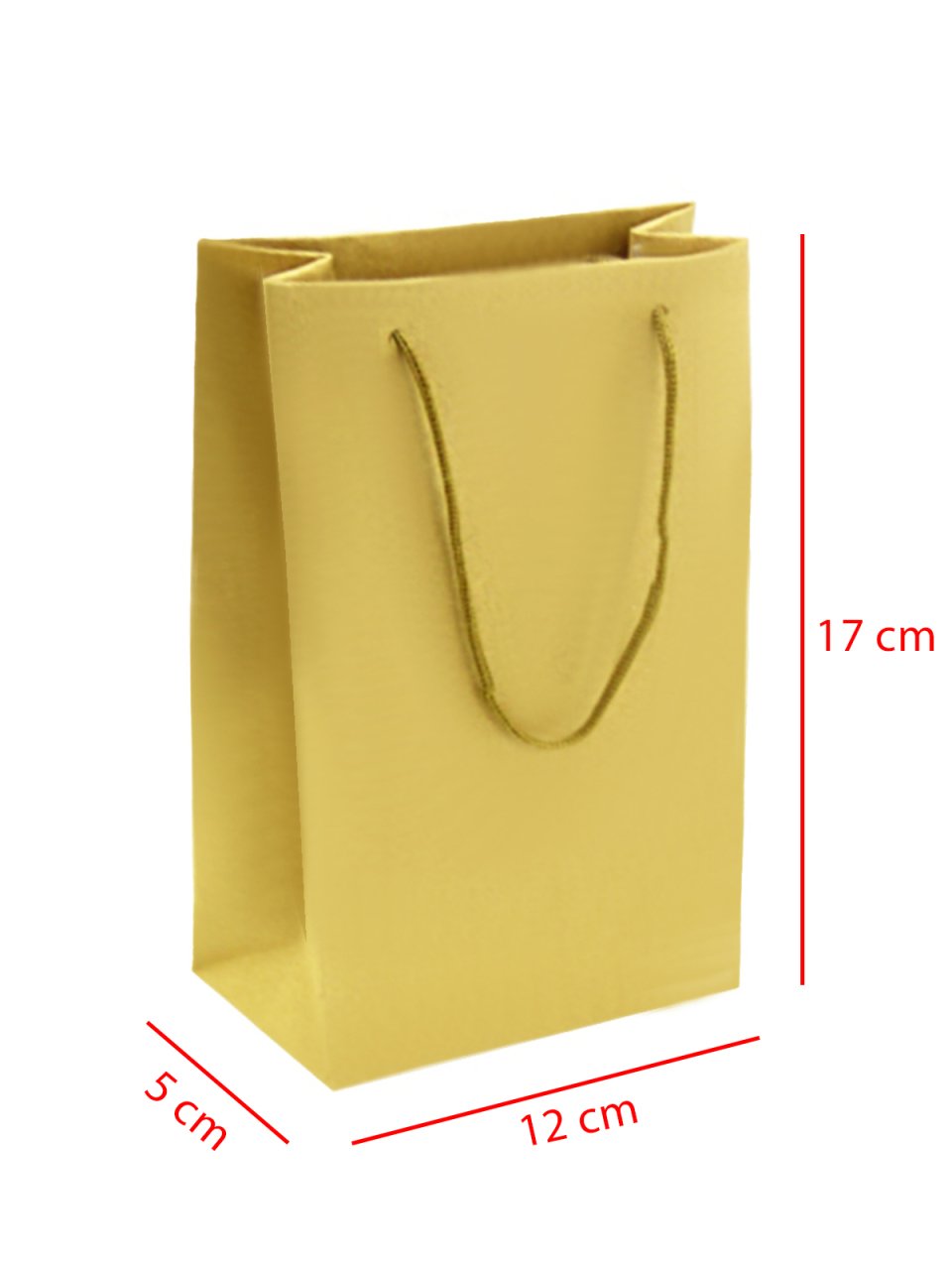 12 x 5 x 17 İp Saplı Kağıt Çanta (25 adet) Altın