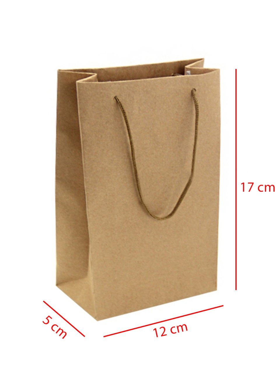 12 x 5 x 17 İp Saplı Kağıt Çanta (25 adet) Kraft