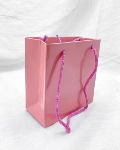 11 x 4 x 11 İp Saplı Karton Çanta (50 adet) Pembe