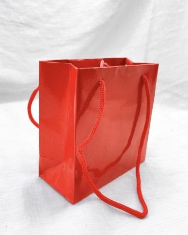 11 x 4 x 11 İp Saplı Karton Çanta (50 adet) Kırmızı