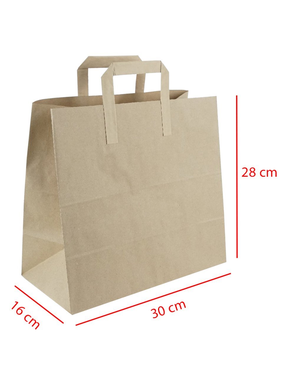 30 x 16 x 28 Kağıt Saplı Kraft Çanta
