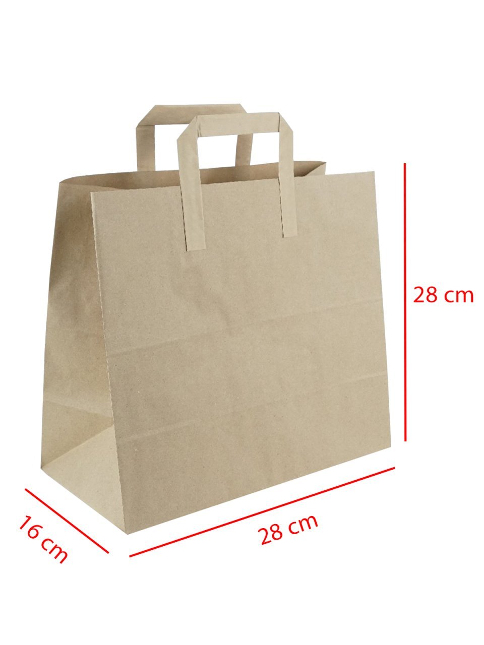 28 x 16 x 28 Kağıt Saplı Kraft Çanta