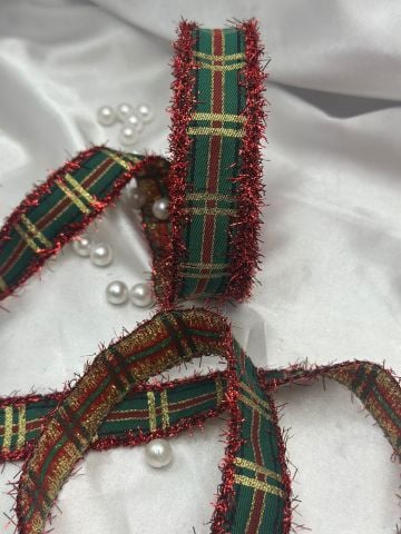 Simli Yılbaşı Kurdelesi 5 metre Kırmızı Simli