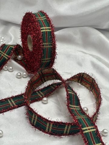 Simli Yılbaşı Kurdelesi 5 metre Kırmızı Simli