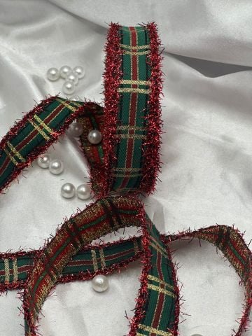 Simli Yılbaşı Kurdelesi 5 metre Kırmızı Simli