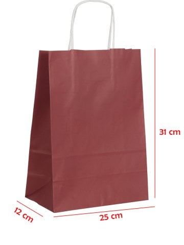 25 x 12 x 31 Büküm Saplı Kağıt Çanta (25 adet) Bordo