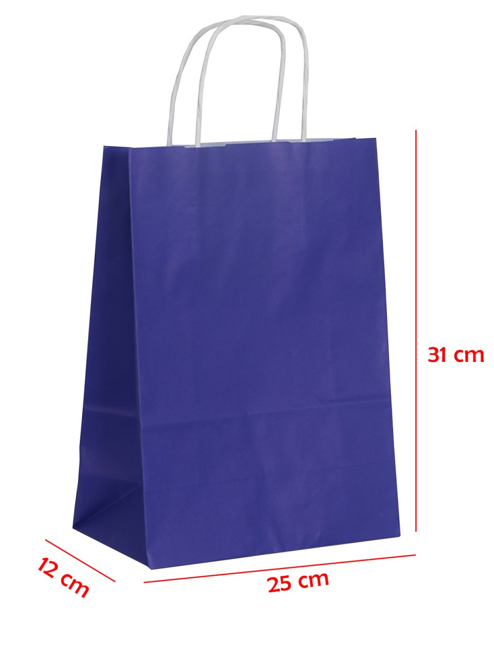 25 x 12 x 31 Büküm Saplı Kağıt Çanta (25 adet) Lacivert