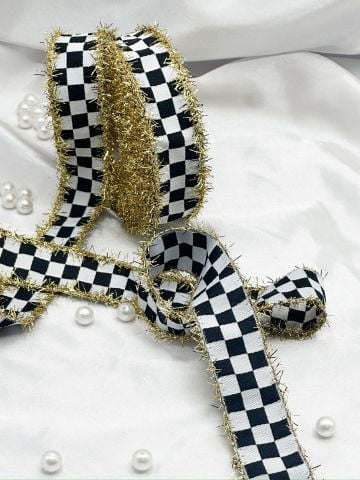 Simli Yılbaşı Kurdelesi 5 metre Altın Simli Dama