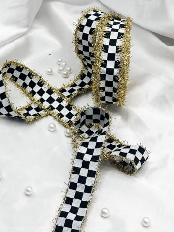 Simli Yılbaşı Kurdelesi 5 metre Altın Simli Dama