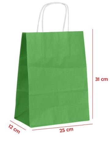 25 x 12 x 31 Büküm Saplı Kağıt Çanta (25 adet) Yeşil