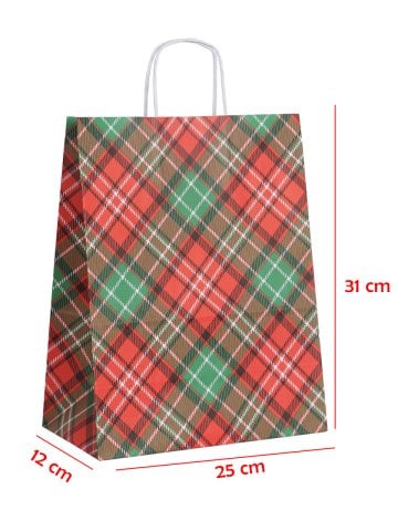 25 x 12 x 31 Büküm Saplı Kağıt Çanta (25 adet) Ekose