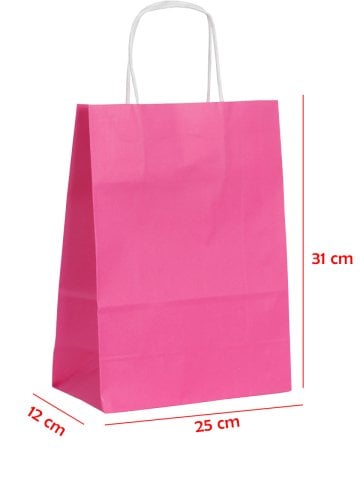 25 x 12 x 31 Büküm Saplı Kağıt Çanta (25 adet) Fuşya