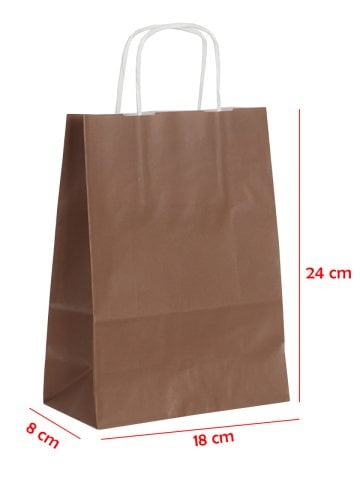18 x 8 x 24 Büküm Saplı Kağıt Çanta (25 adet) Kahverengi