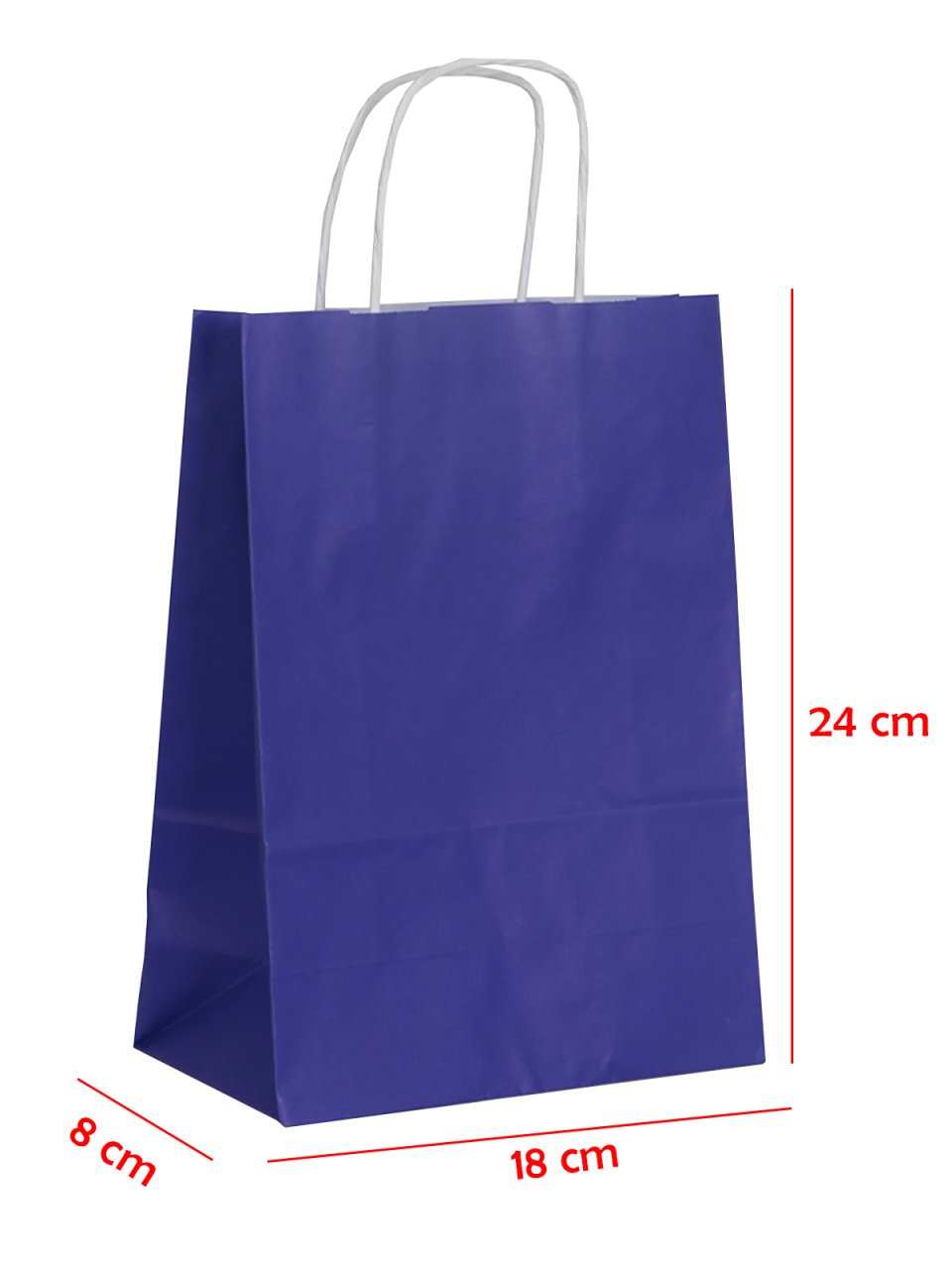 18 x 8 x 24 Büküm Saplı Kağıt Çanta (25 adet) Lacivert