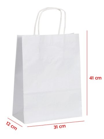 31 x 12 x 41 Büküm Saplı Kağıt Çanta (25 adet) Beyaz