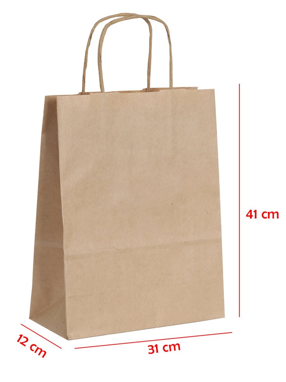 31 x 12 x 41 Büküm Saplı Kağıt Çanta (25 adet) Kraft