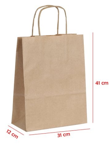 31 x 12 x 41 Büküm Saplı Kağıt Çanta (25 adet) Kraft