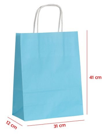 31 x 12 x 41 Büküm Saplı Kağıt Çanta (25 adet) Mavi