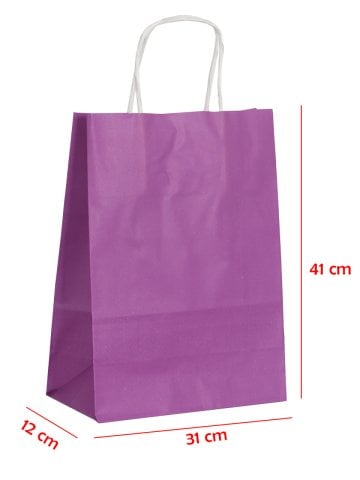 31 x 12 x 41 Büküm Saplı Kağıt Çanta (25 adet) Mor