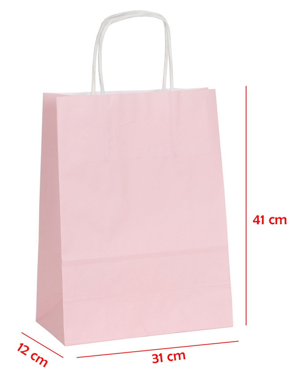31 x 12 x 41 Büküm Saplı Kağıt Çanta (25 adet) Pembe
