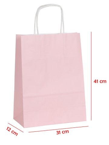 31 x 12 x 41 Büküm Saplı Kağıt Çanta (25 adet) Pembe