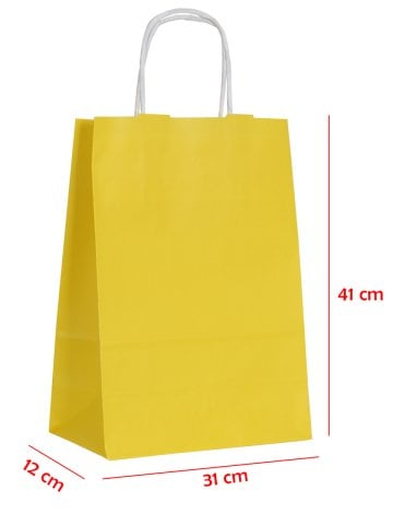 31 x 12 x 41 Büküm Saplı Kağıt Çanta (25 adet) Sarı