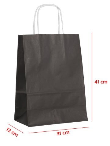 31 x 12 x 41 Büküm Saplı Kağıt Çanta (25 adet) Siyah