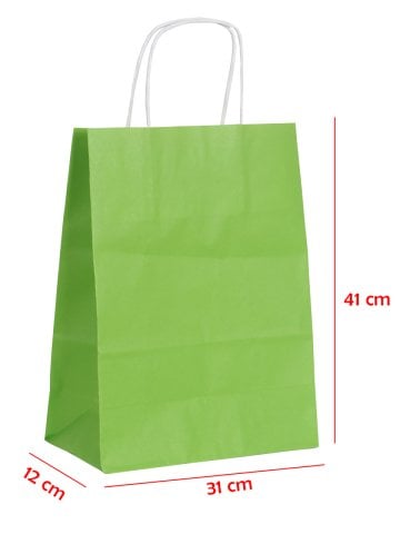31 x 12 x 41 Büküm Saplı Kağıt Çanta (25 adet) Yeşil