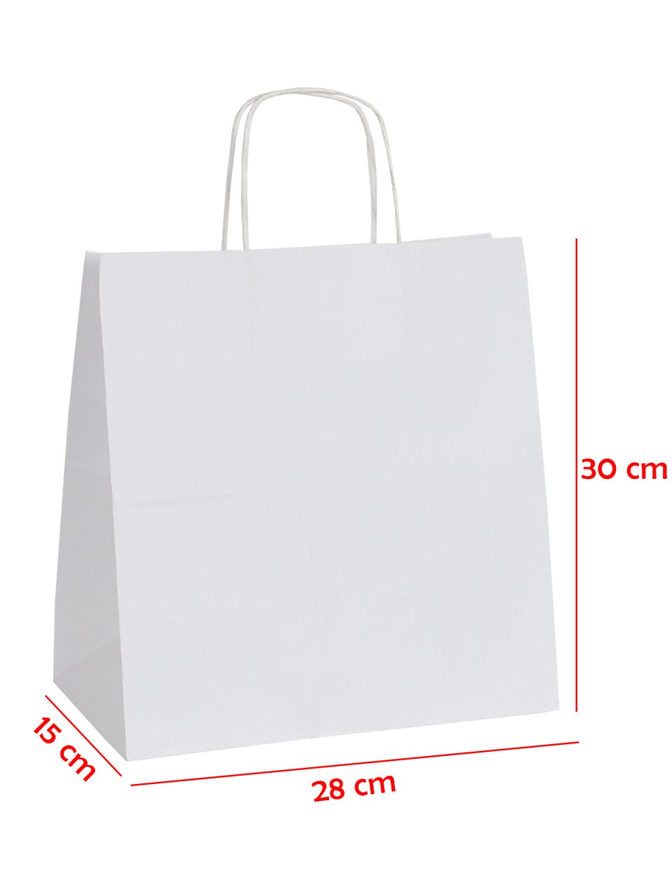 28 x 15 x 30 Büküm Saplı Kağıt Çanta (25 adet) Beyaz