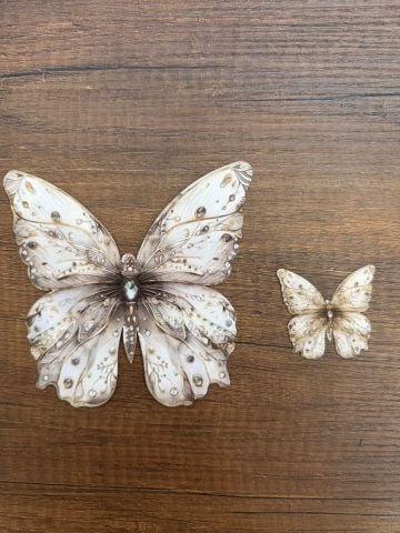 Kart Çift Krem Kelebek