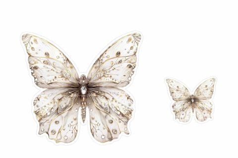 Kart Çift Krem Kelebek