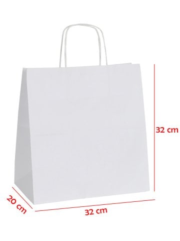 32 x 20 x 32 Büküm Saplı Kağıt Çanta (25 adet) Beyaz