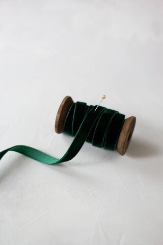 1cm Kadife Kurdele - 5m Koyu Yeşil