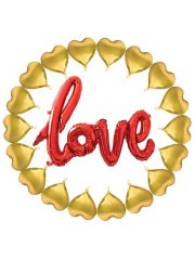 Love' Yazılı 18 Kalpli Balon 20cm - Altın
