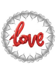 Love' Yazılı 18 Kalpli Balon 20cm - Gümüş