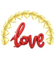 Love' Yazılı 11 Kalpli Balon 20cm - Altın