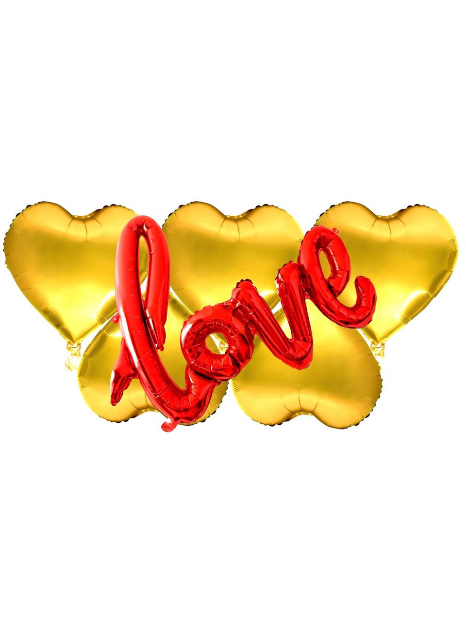 Love' Yazılı 5 Kalpli Balon 20cm - Altın
