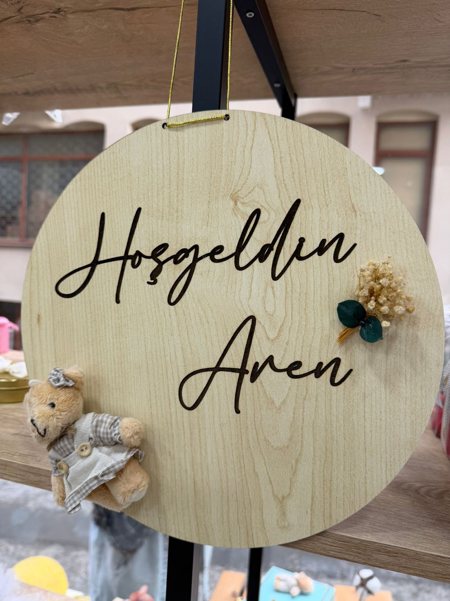 Ahşap Kapı Süsü Kız Ayıcıklı