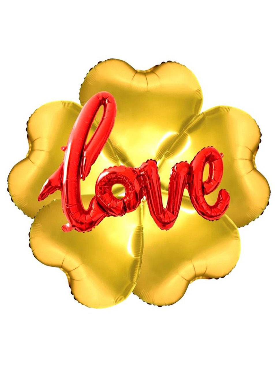 Love' Yazılı Çiçek Şekilli Kalpli Balon 20cm - Altın