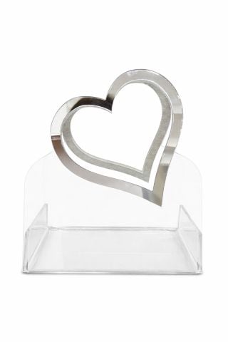 Pleksi Çanta Kalp Gümüş