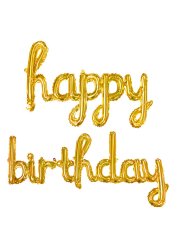 Happy Birthday' El Yazılı Set Balon  - Altın